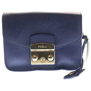 Furla Metropolis Chain Shoulder Bag Navy Blue